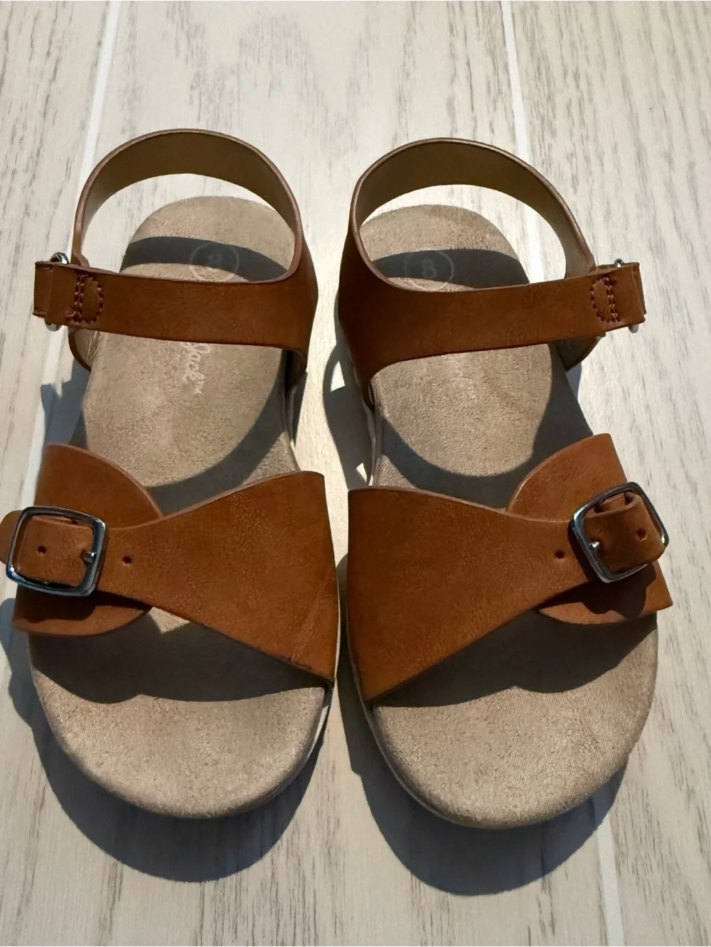 Cat & Jack Toddler Girls Size 8 White Brown Strappy Sandals 2 Pair Lot